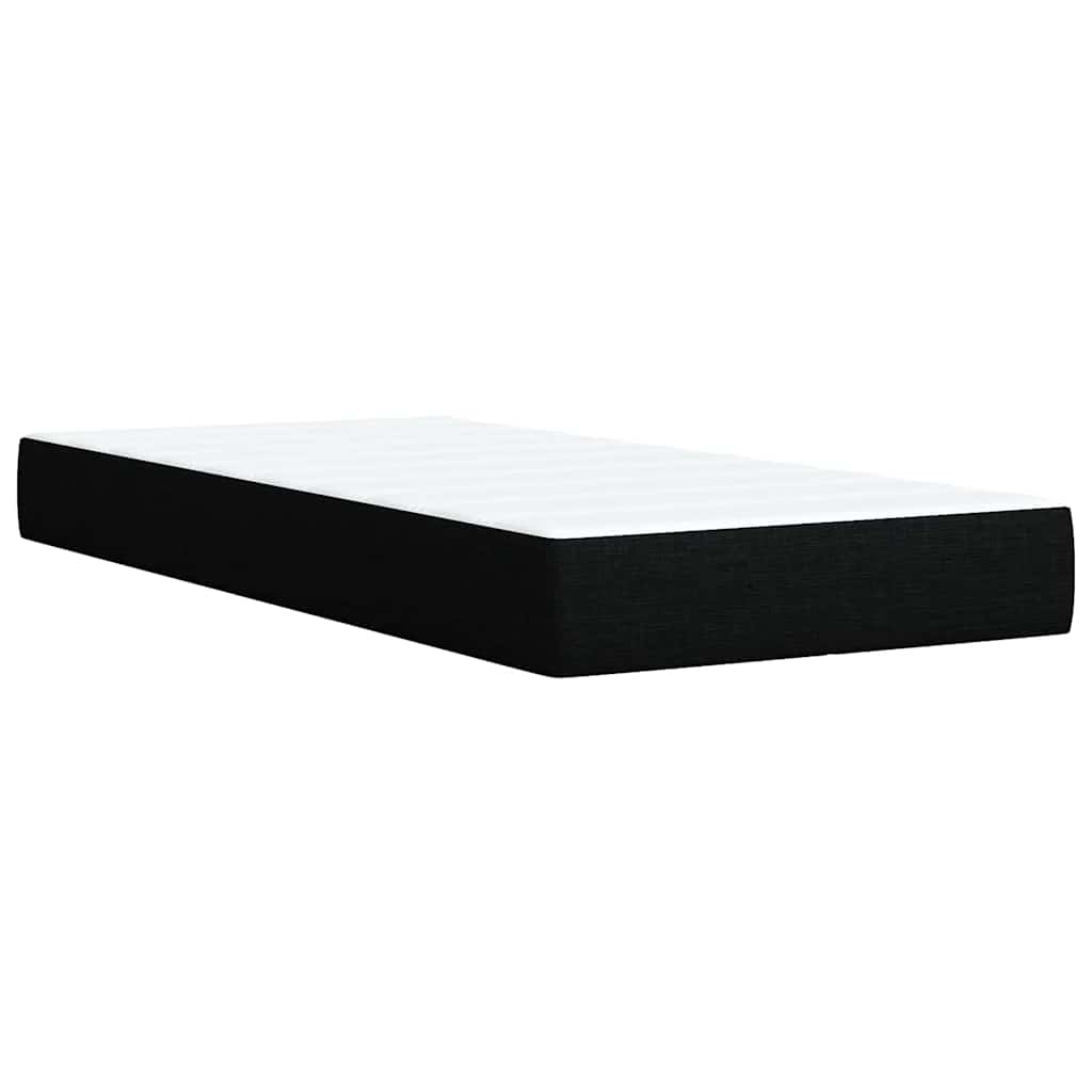 Κρεβάτι Boxspring με Στρώμα Μαύρο 90x200 εκ. Υφασμάτινο - Pakobazaar