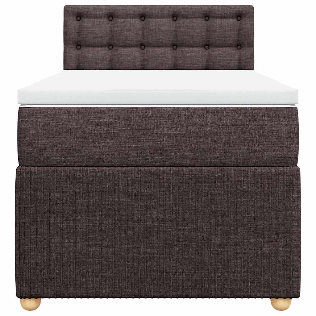 Κρεβάτι Boxspring με Στρώμα Σκούρο Καφέ 90x200 εκ. Υφασμάτινο