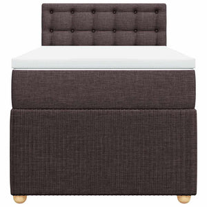 Κρεβάτι Boxspring με Στρώμα Σκούρο Καφέ 90x200 εκ. Υφασμάτινο