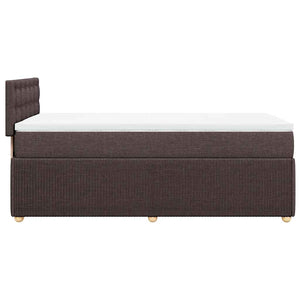 Κρεβάτι Boxspring με Στρώμα Σκούρο Καφέ 90x200 εκ. Υφασμάτινο