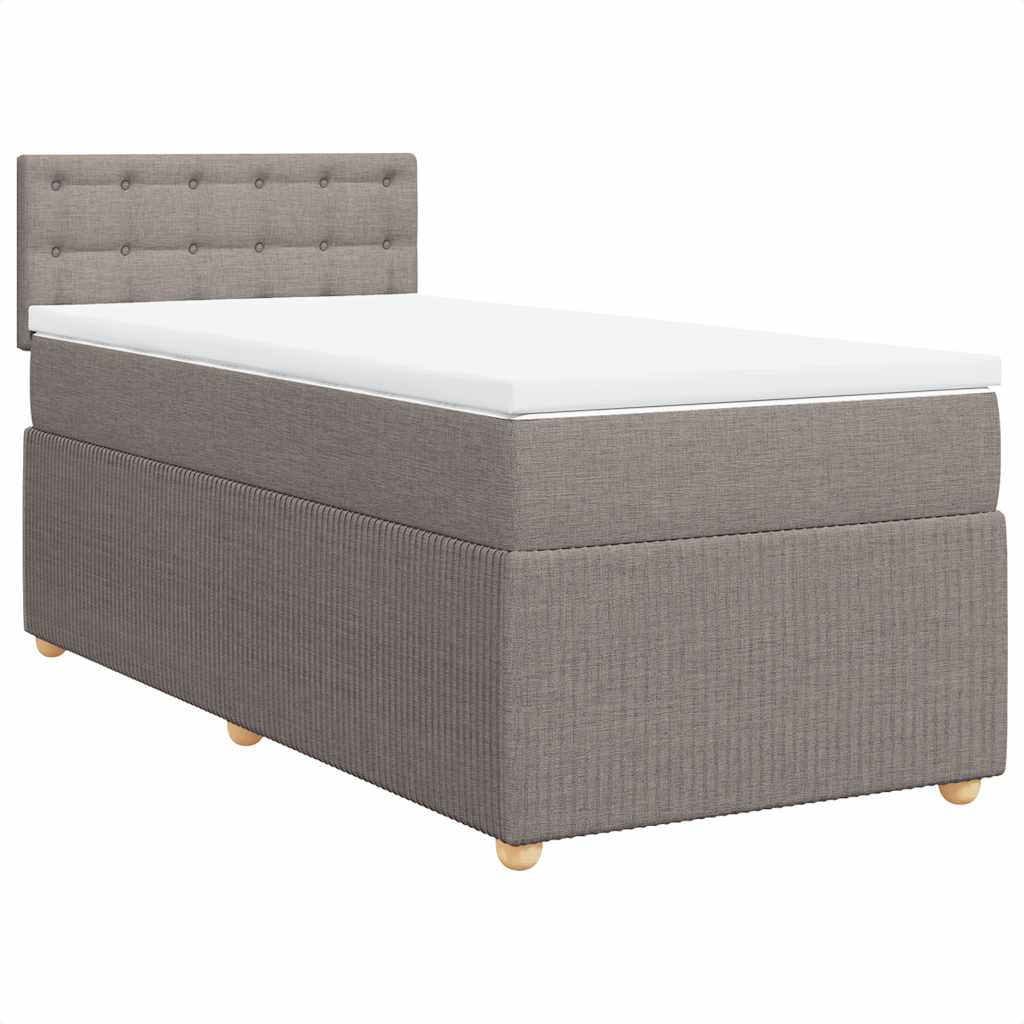 Κρεβάτι Boxspring με Στρώμα Taupe 90x200 εκ. Υφασμάτινο - Pakobazaar