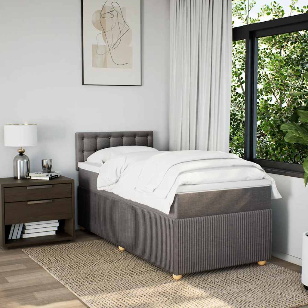 Κρεβάτι Boxspring με Στρώμα Taupe 90x200 εκ. Υφασμάτινο - Pakobazaar