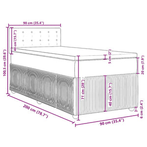 Κρεβάτι Boxspring με Στρώμα Taupe 90x200 εκ. Υφασμάτινο - Pakobazaar