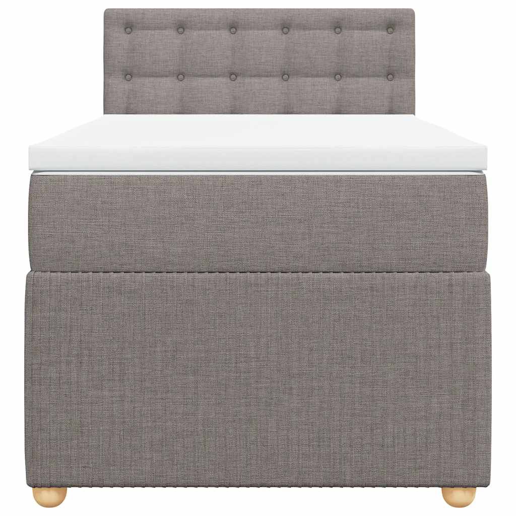 Κρεβάτι Boxspring με Στρώμα Taupe 90x200 εκ. Υφασμάτινο - Pakobazaar