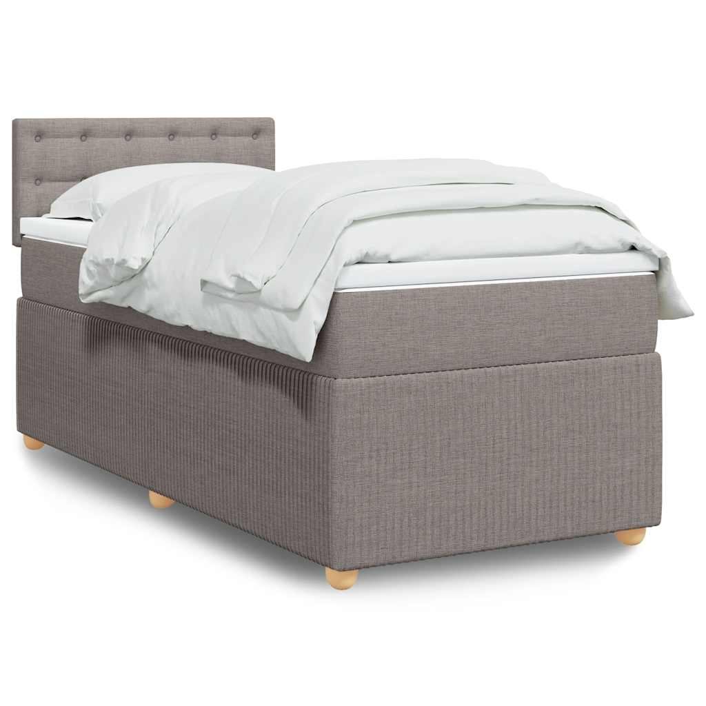 Κρεβάτι Boxspring με Στρώμα Taupe 90x200 εκ. Υφασμάτινο - Pakobazaar