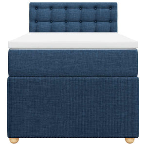 Κρεβάτι Boxspring με Στρώμα Μπλε 90x200 εκ.Υφασμάτινο
