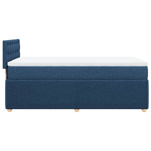 Κρεβάτι Boxspring με Στρώμα Μπλε 90x200 εκ.Υφασμάτινο