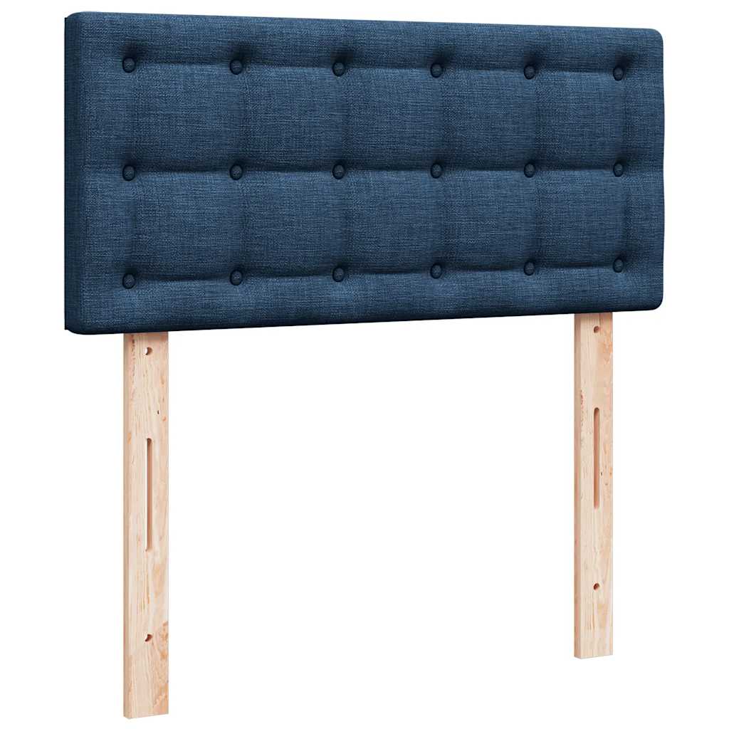 Κρεβάτι Boxspring με Στρώμα Μπλε 90x200 εκ.Υφασμάτινο