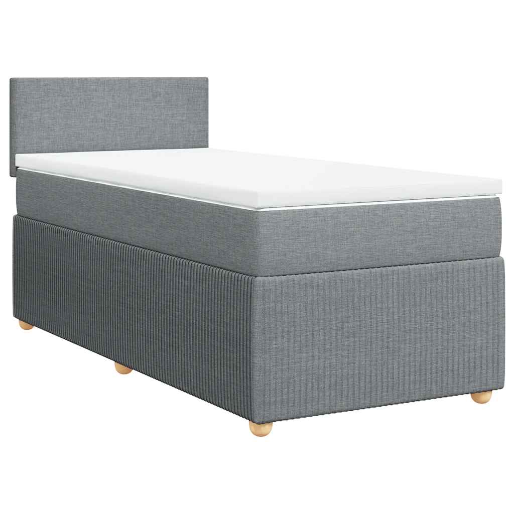 Κρεβάτι Boxspring με Στρώμα Ανοιχτό Γκρι 100x200 εκ. Υφασμάτινο