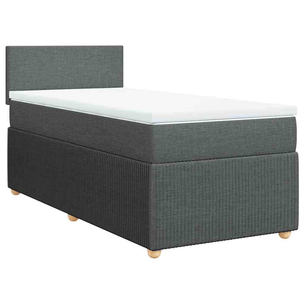 Κρεβάτι Boxspring με Στρώμα Σκούρο Γκρι 100x200 εκ. Υφασμάτινο - Pakobazaar