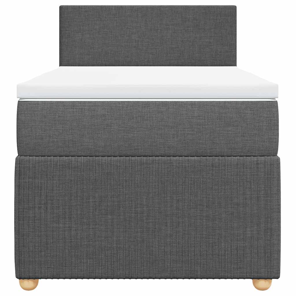Κρεβάτι Boxspring με Στρώμα Σκούρο Γκρι 100x200 εκ. Υφασμάτινο - Pakobazaar