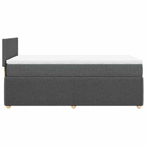 Κρεβάτι Boxspring με Στρώμα Σκούρο Γκρι 100x200 εκ. Υφασμάτινο - Pakobazaar