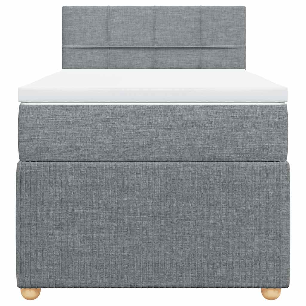 Κρεβάτι Boxspring με Στρώμα Ανοιχτό Γκρι 100x200 εκ. Υφασμάτινο