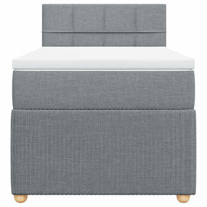 Κρεβάτι Boxspring με Στρώμα Ανοιχτό Γκρι 100x200 εκ. Υφασμάτινο