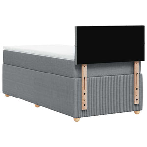 Κρεβάτι Boxspring με Στρώμα Ανοιχτό Γκρι 100x200 εκ. Υφασμάτινο