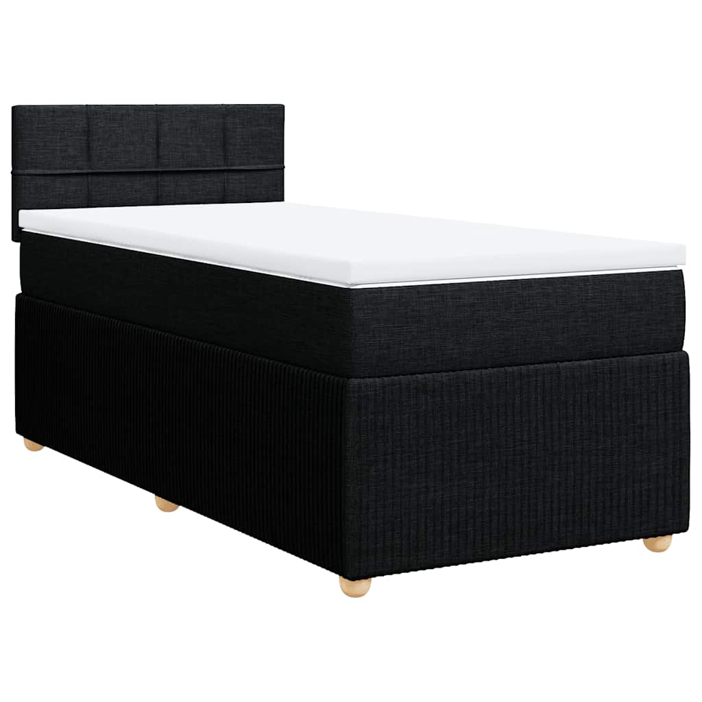 Κρεβάτι Boxspring με Στρώμα Μαύρο 100 x 200 εκ. Υφασμάτινο - Pakobazaar