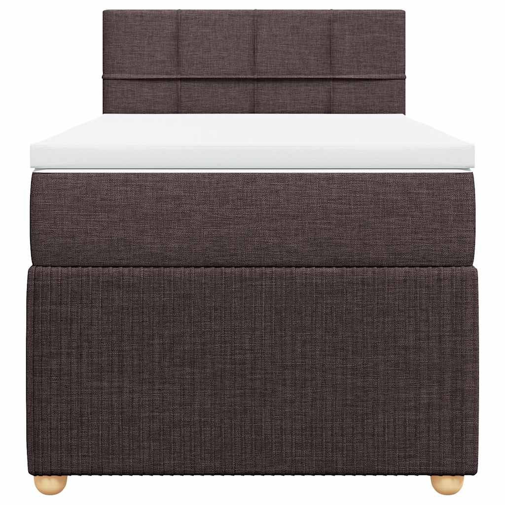 Κρεβάτι Boxspring με Στρώμα Σκούρο Καφέ 100x200 εκ. Υφασμάτινο - Pakobazaar