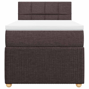 Κρεβάτι Boxspring με Στρώμα Σκούρο Καφέ 100x200 εκ. Υφασμάτινο - Pakobazaar