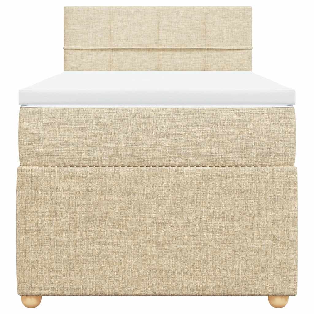 Κρεβάτι Boxspring με Στρώμα Κρεμ 100 x 200 εκ. Υφασμάτινο