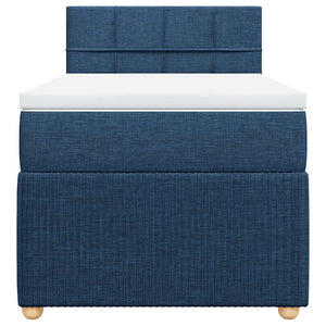 Κρεβάτι Boxspring με Στρώμα Μπλε 100 x 200 εκ. Υφασμάτινο