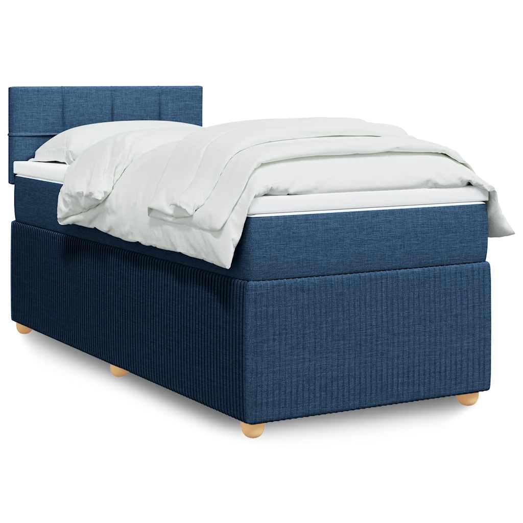 Κρεβάτι Boxspring με Στρώμα Μπλε 100 x 200 εκ. Υφασμάτινο