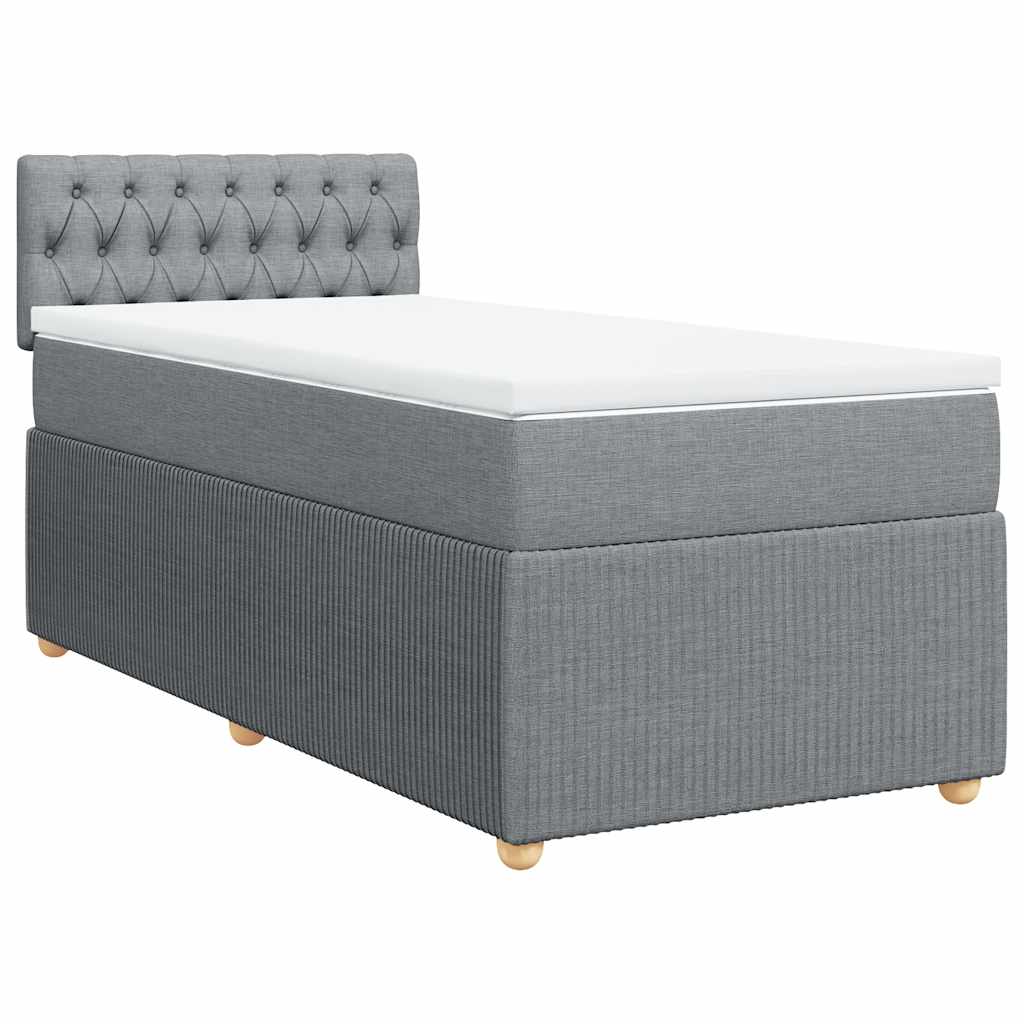 Κρεβάτι Boxspring με Στρώμα Ανοιχτό Γκρι 100x200 εκ. Υφασμάτινο