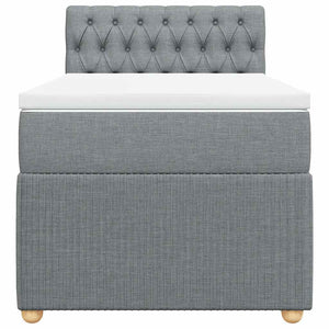 Κρεβάτι Boxspring με Στρώμα Ανοιχτό Γκρι 100x200 εκ. Υφασμάτινο