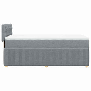 Κρεβάτι Boxspring με Στρώμα Ανοιχτό Γκρι 100x200 εκ. Υφασμάτινο