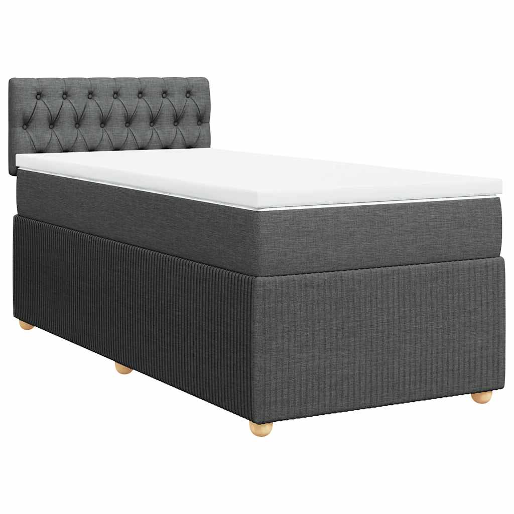 Κρεβάτι Boxspring με Στρώμα Σκούρο Γκρι 100x200 εκ. Υφασμάτινο - Pakobazaar