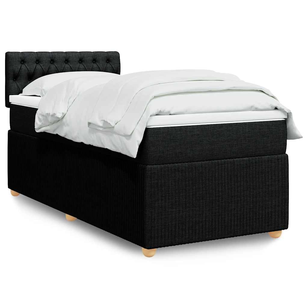Κρεβάτι Boxspring με Στρώμα Μαύρο 100 x 200 εκ. Υφασμάτινο - Pakobazaar
