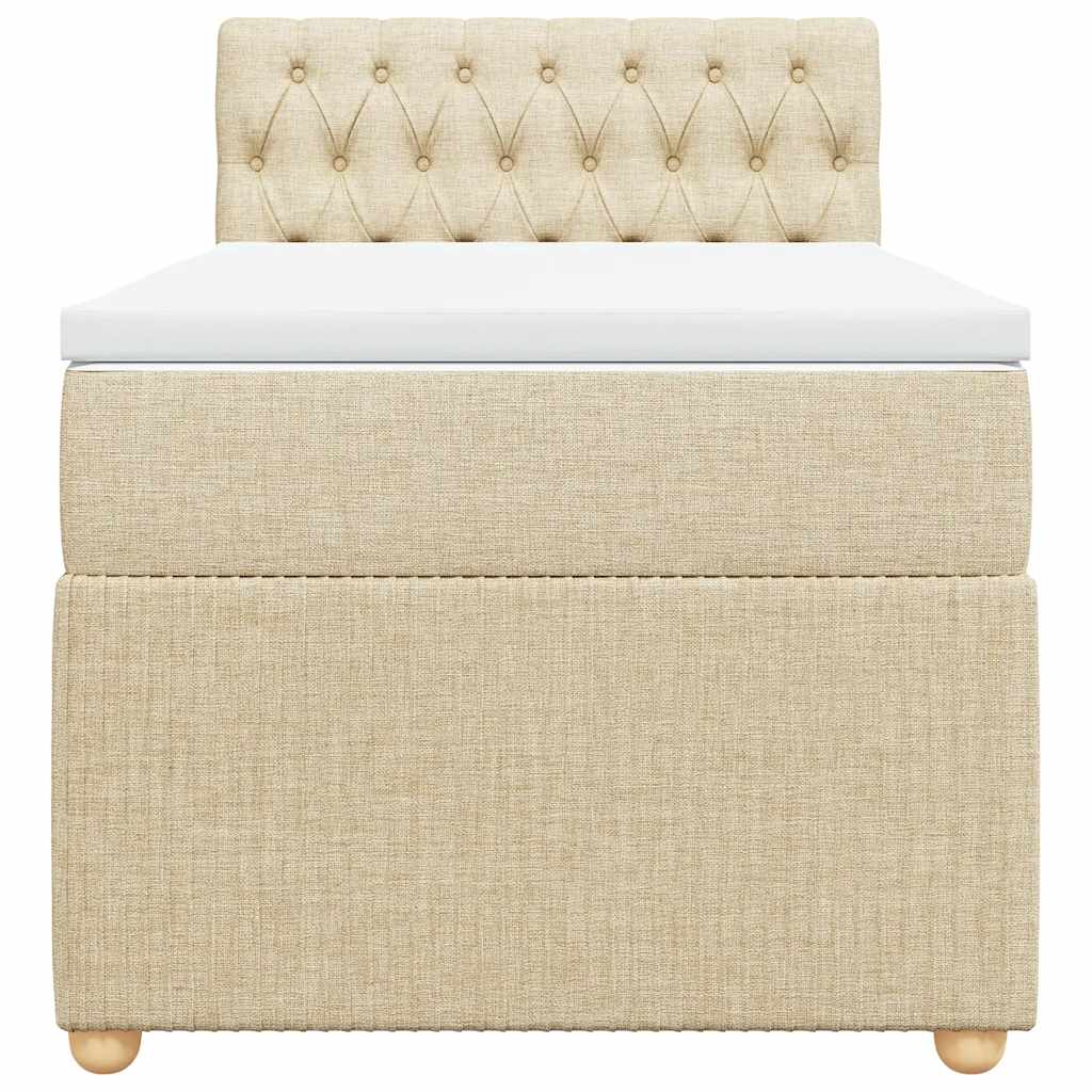 Κρεβάτι Boxspring με Στρώμα Κρεμ 100 x 200 εκ. Υφασμάτινο