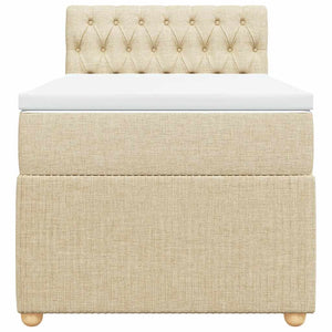 Κρεβάτι Boxspring με Στρώμα Κρεμ 100 x 200 εκ. Υφασμάτινο