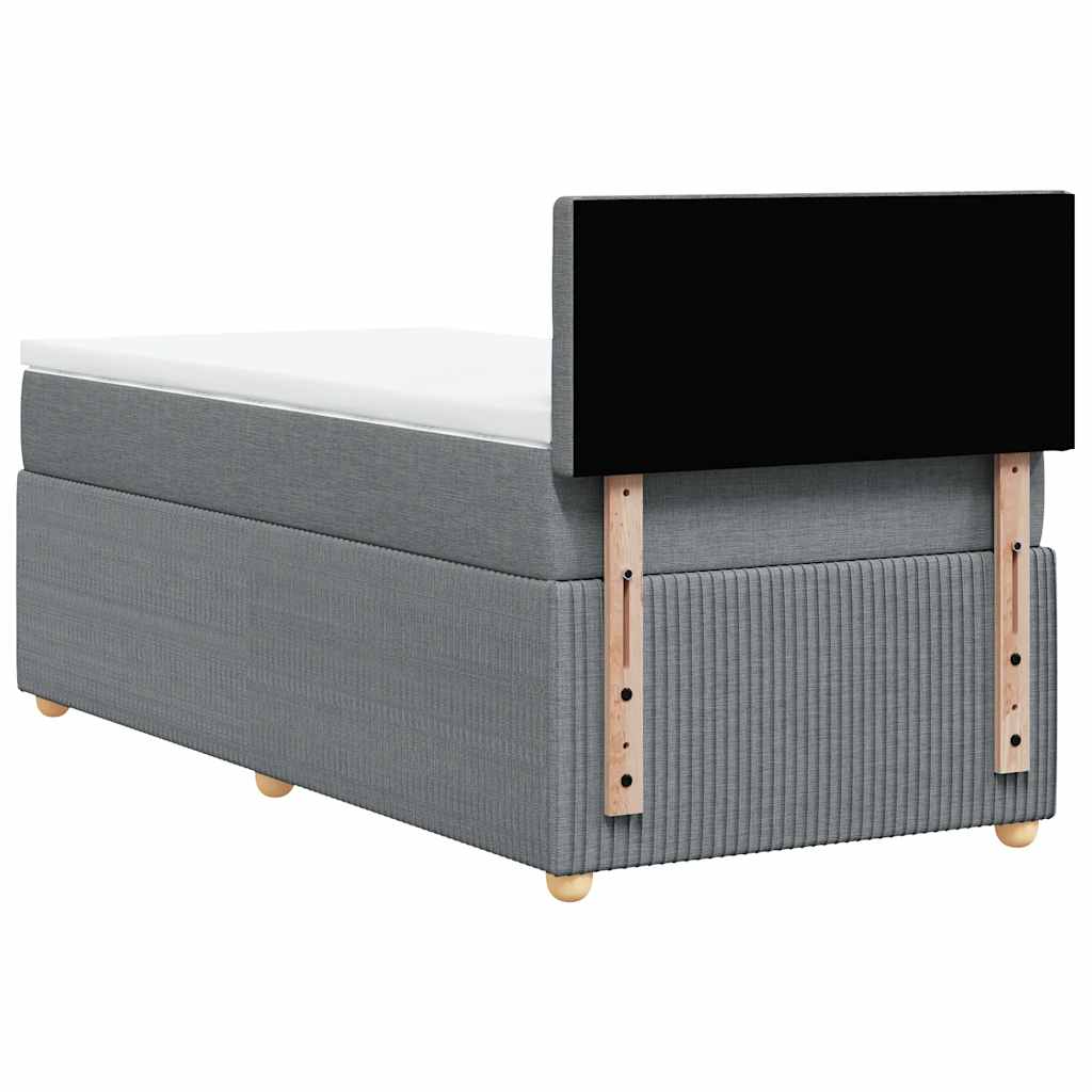 Κρεβάτι Boxspring με Στρώμα Ανοιχτό Γκρι 100x200 εκ. Υφασμάτινο
