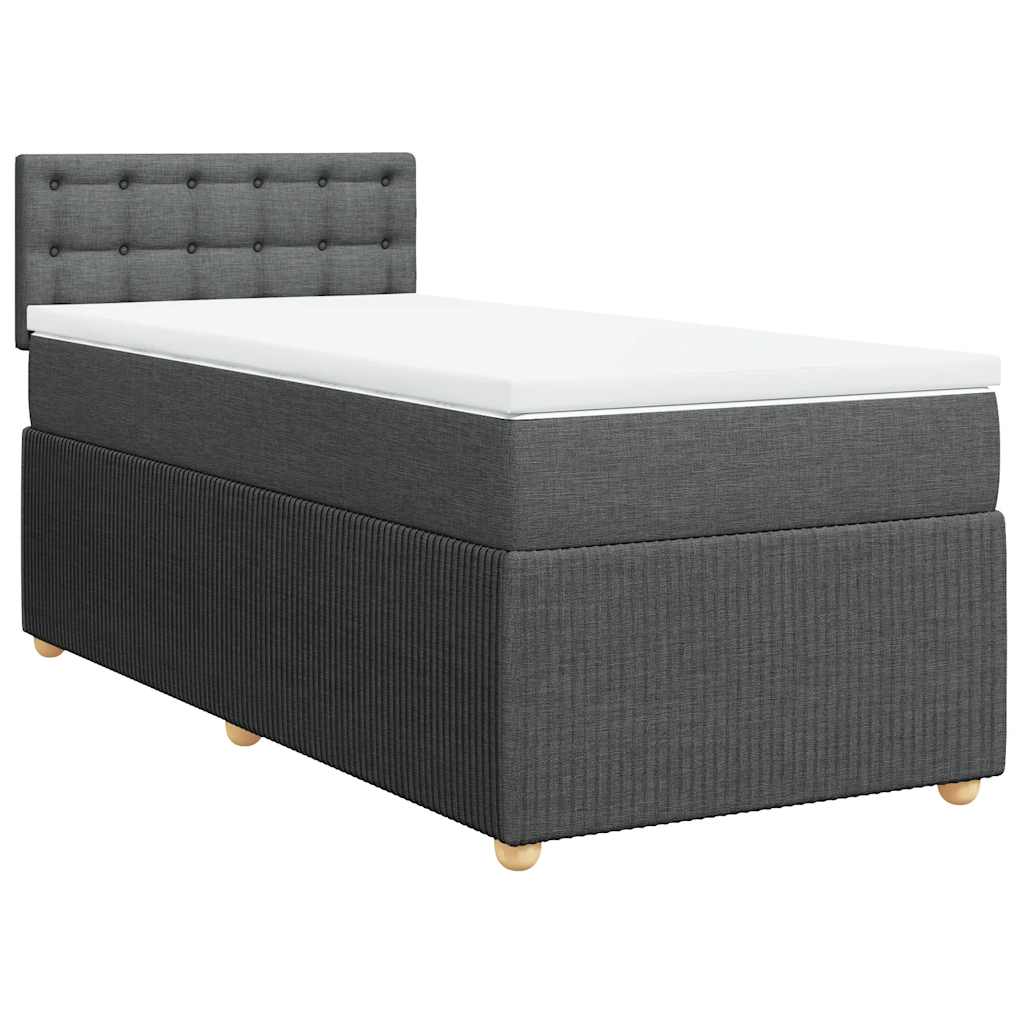 Κρεβάτι Boxspring με Στρώμα Σκούρο Γκρι 100x200 εκ. Υφασμάτινο - Pakobazaar