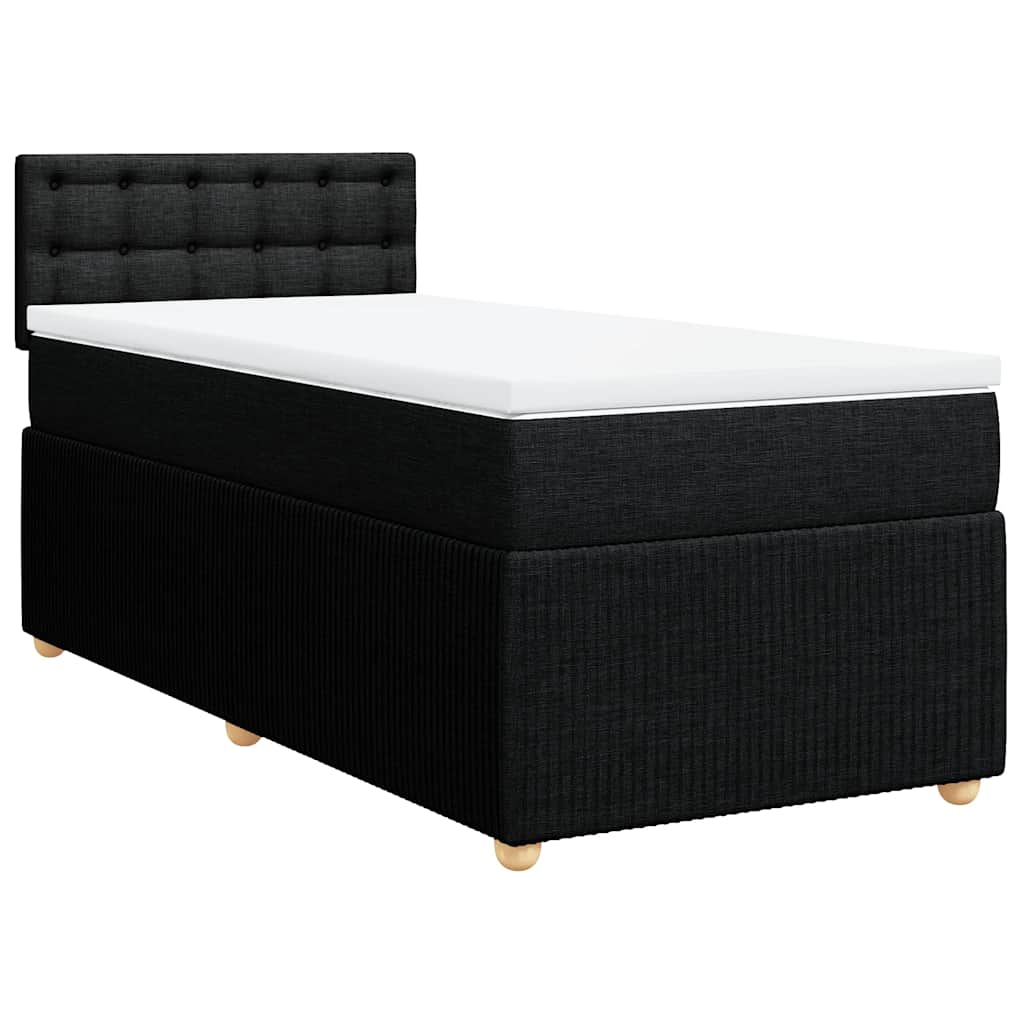 Κρεβάτι Boxspring με Στρώμα Μαύρο 100 x 200 εκ. Υφασμάτινο - Pakobazaar