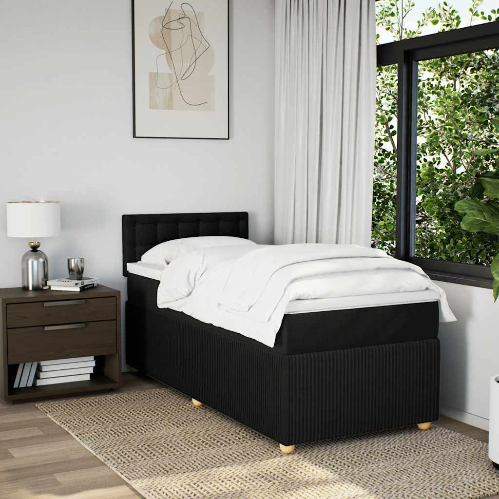 Κρεβάτι Boxspring με Στρώμα Μαύρο 100 x 200 εκ. Υφασμάτινο - Pakobazaar