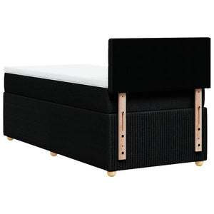 Κρεβάτι Boxspring με Στρώμα Μαύρο 100 x 200 εκ. Υφασμάτινο - Pakobazaar