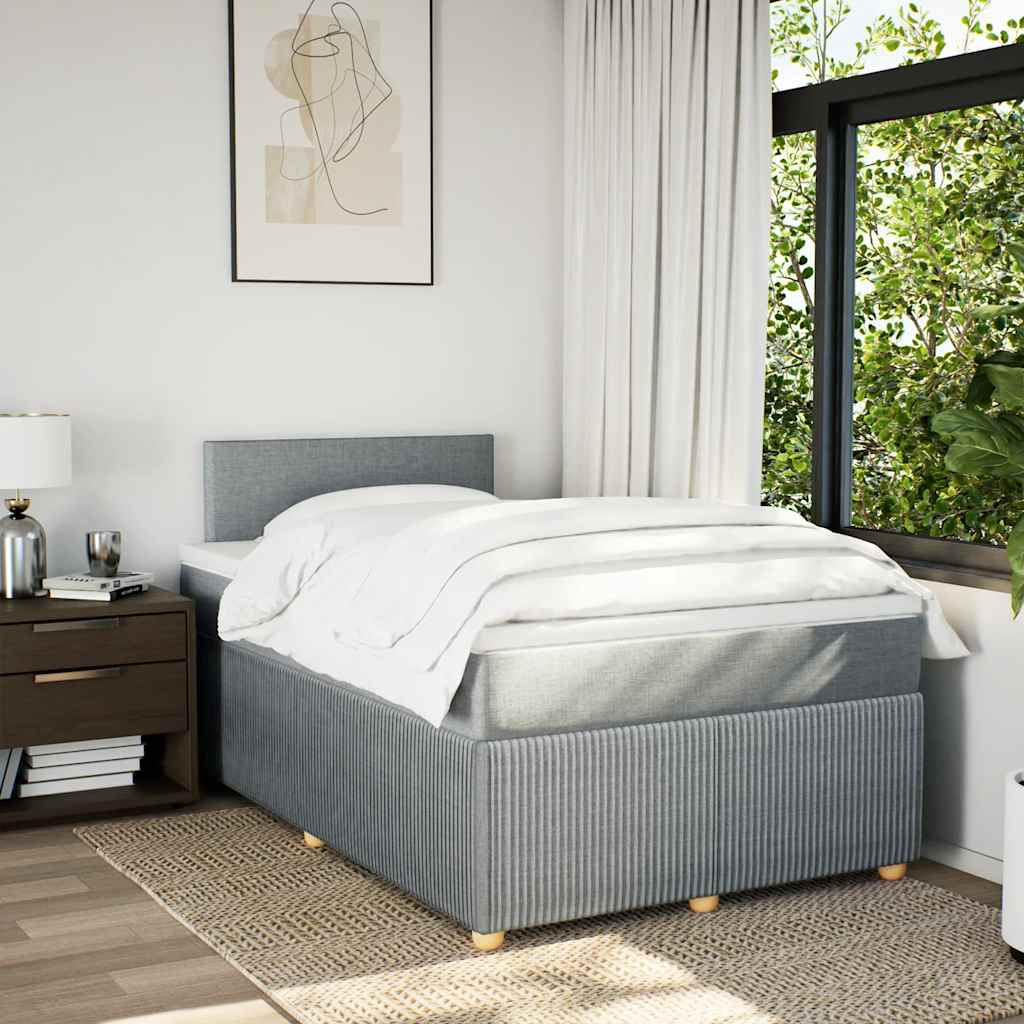 Κρεβάτι Boxspring με Στρώμα Ανοιχτό Γκρι 120x190 εκ. Υφασμάτινο