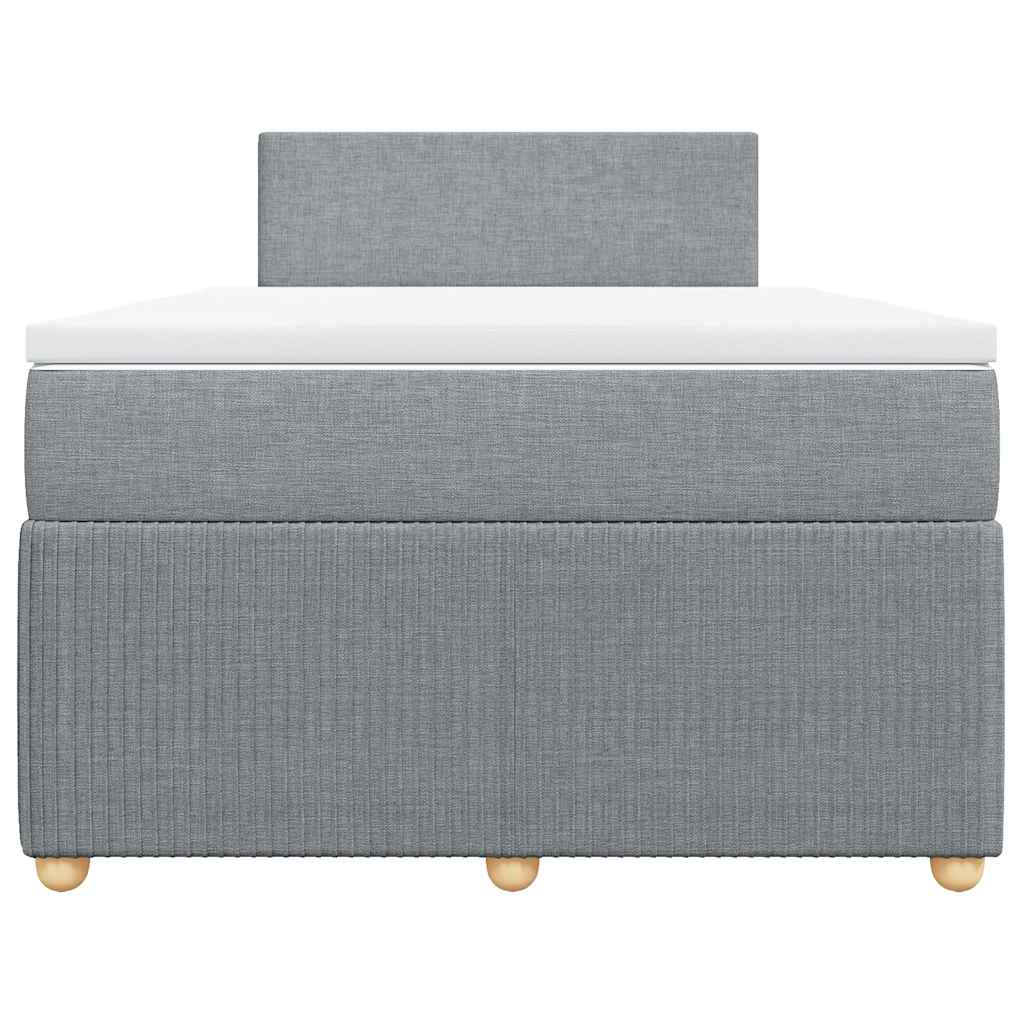 Κρεβάτι Boxspring με Στρώμα Ανοιχτό Γκρι 120x190 εκ. Υφασμάτινο