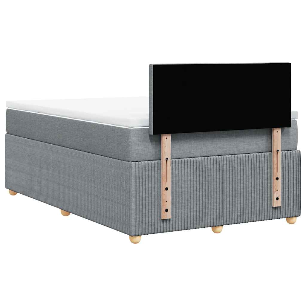 Κρεβάτι Boxspring με Στρώμα Ανοιχτό Γκρι 120x190 εκ. Υφασμάτινο