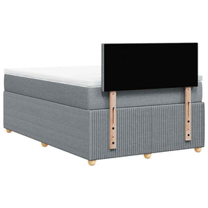 Κρεβάτι Boxspring με Στρώμα Ανοιχτό Γκρι 120x190 εκ. Υφασμάτινο
