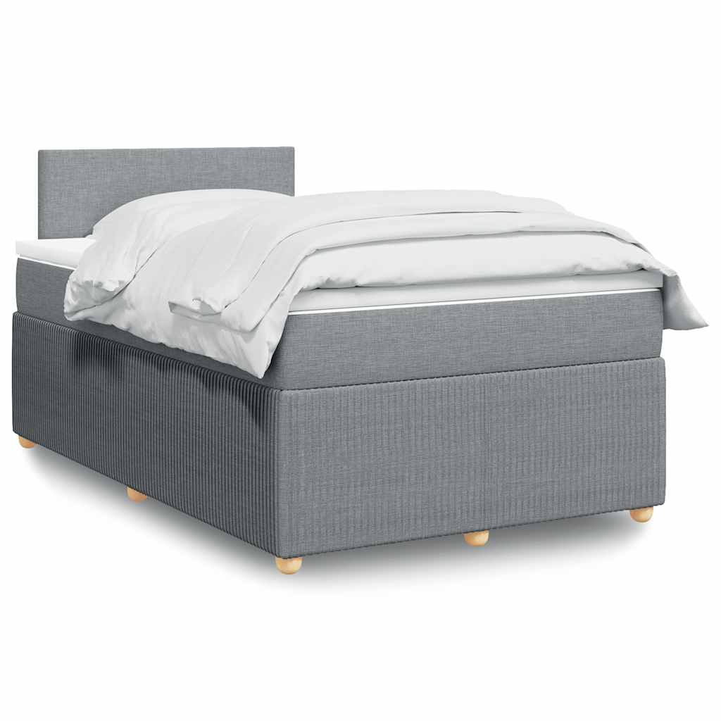 Κρεβάτι Boxspring με Στρώμα Ανοιχτό Γκρι 120x190 εκ. Υφασμάτινο