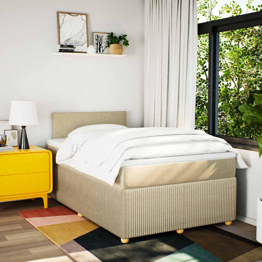 Κρεβάτι Boxspring με Στρώμα Κρεμ 120x190 εκ. Υφασμάτινο