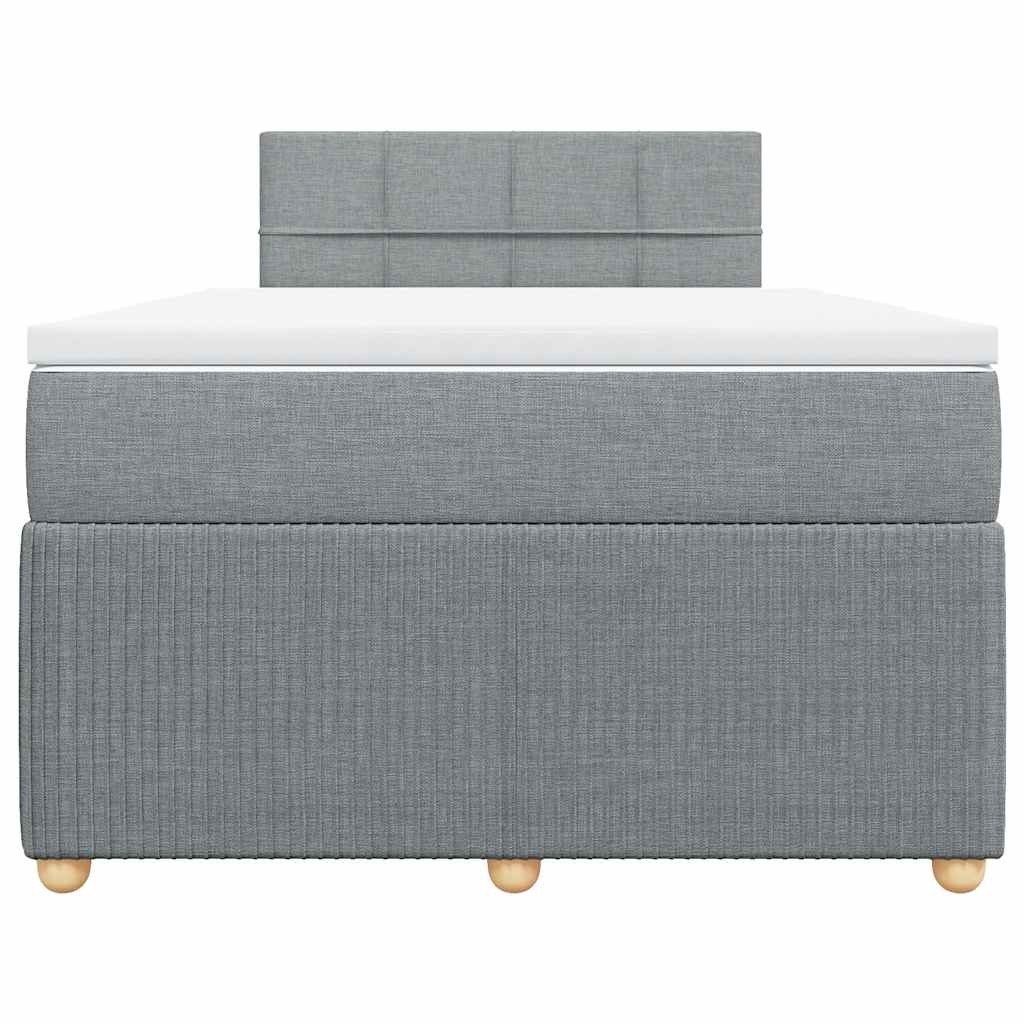 Κρεβάτι Boxspring με Στρώμα Ανοιχτό Γκρι 120x190 εκ. Υφασμάτινο