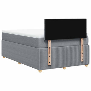 Κρεβάτι Boxspring με Στρώμα Ανοιχτό Γκρι 120x190 εκ. Υφασμάτινο