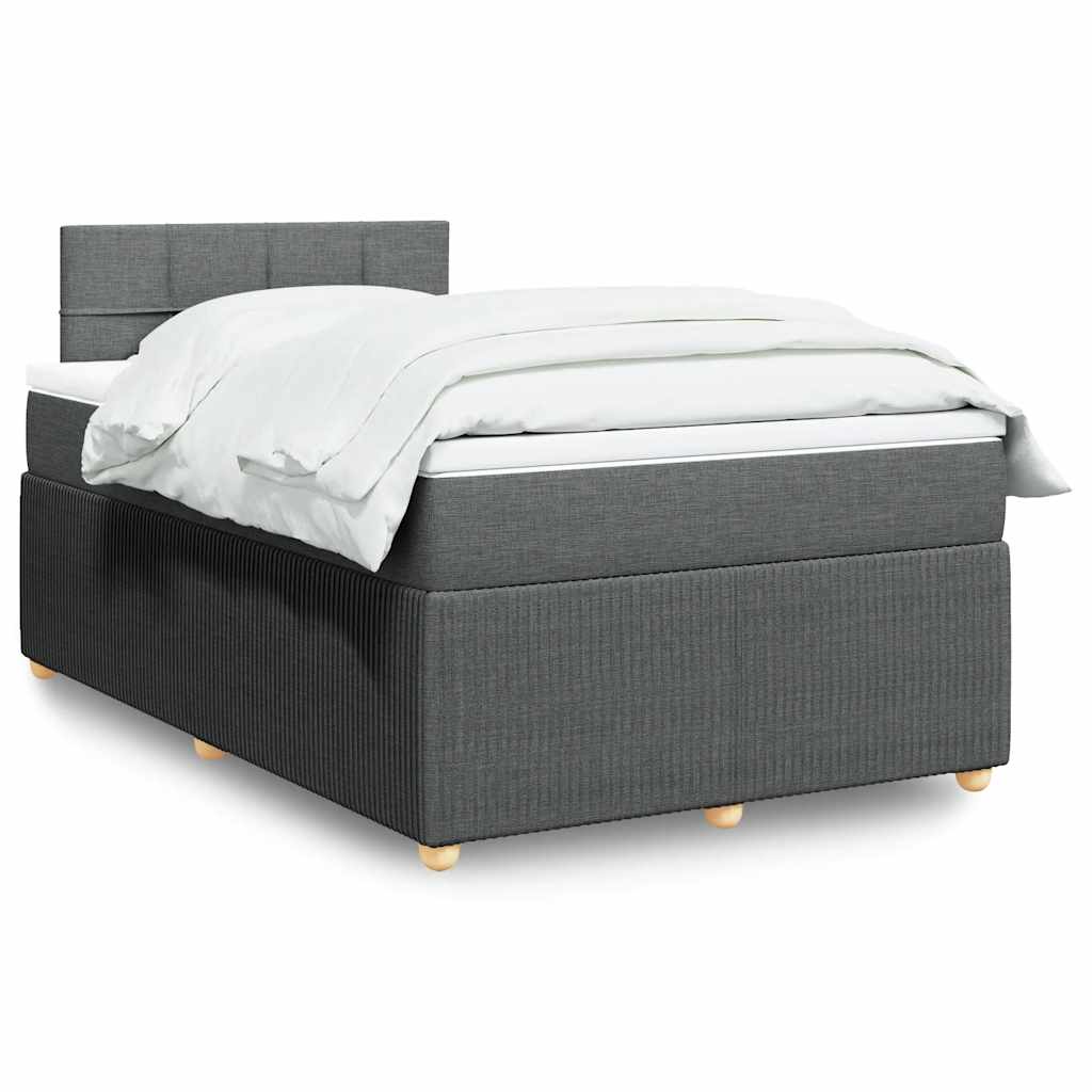 Κρεβάτι Boxspring με Στρώμα Σκούρο Γκρι 120x190 εκ Υφασμάτινο - Pakobazaar