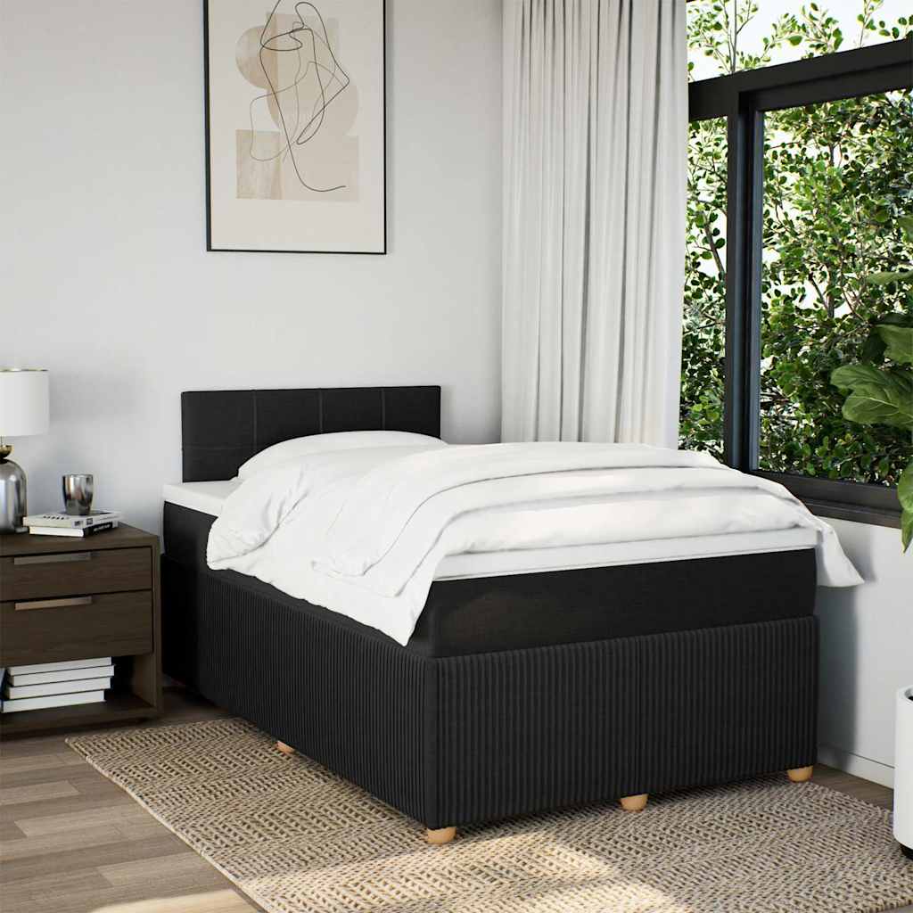 Κρεβάτι Boxspring με Στρώμα Μαύρο 120x190 εκ. Υφασμάτινο - Pakobazaar
