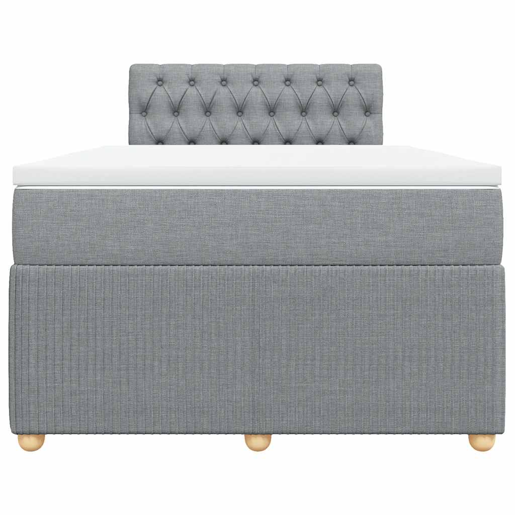Κρεβάτι Boxspring με Στρώμα Ανοιχτό Γκρι 120x190 εκ. Υφασμάτινο