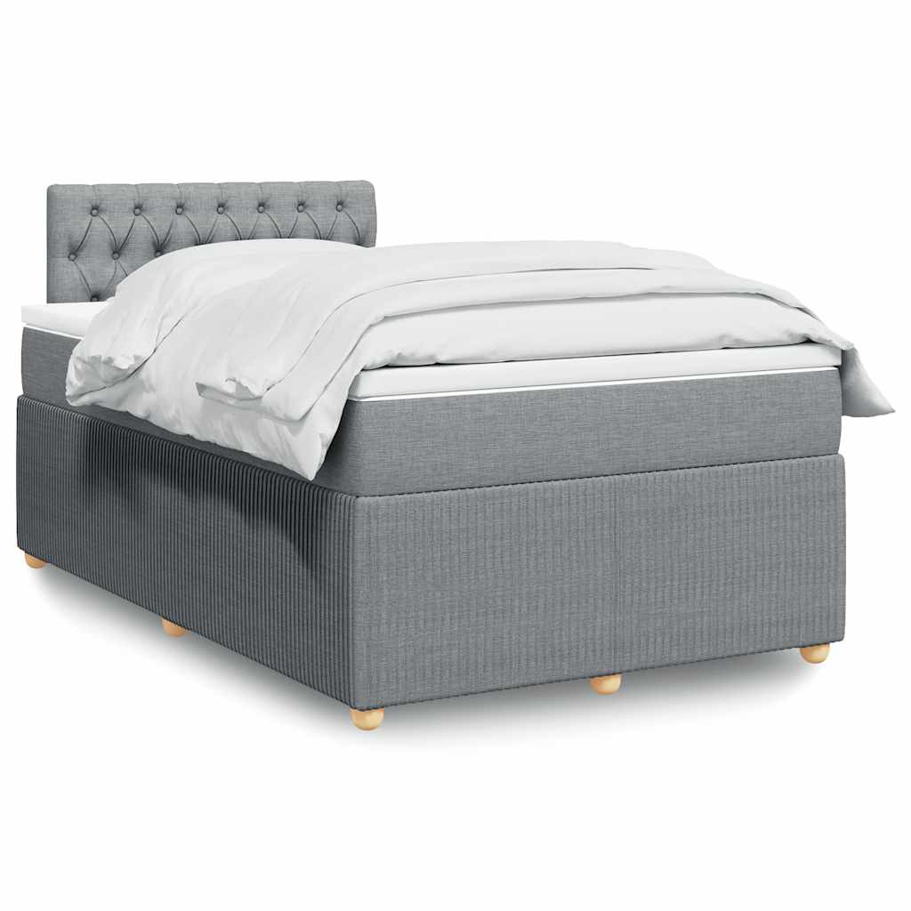 Κρεβάτι Boxspring με Στρώμα Ανοιχτό Γκρι 120x190 εκ. Υφασμάτινο