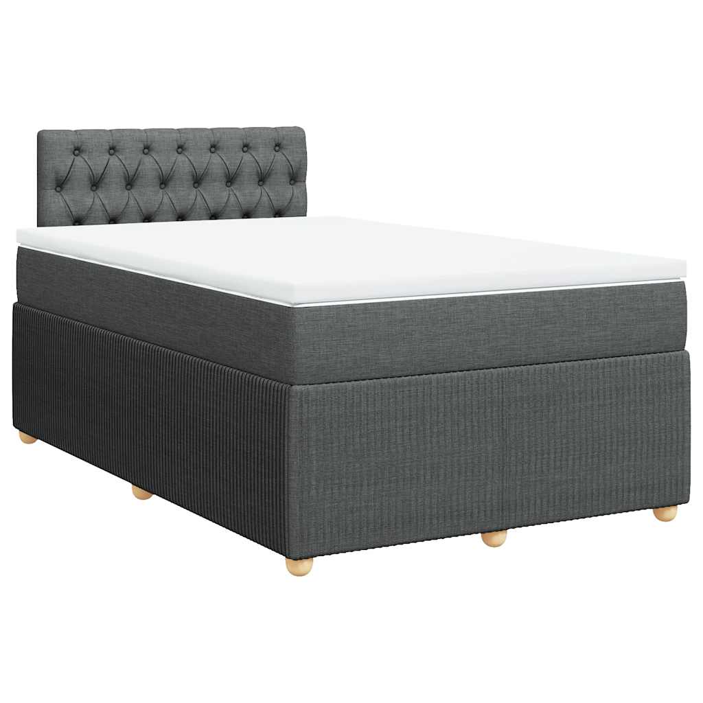 Κρεβάτι Boxspring με Στρώμα Σκούρο Γκρι 120x190 εκ Υφασμάτινο - Pakobazaar